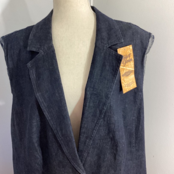 NWT COMFORT DENIM PLUS 4X DARK DENIM VEST RAW DETAILS - Picture 2 of 11